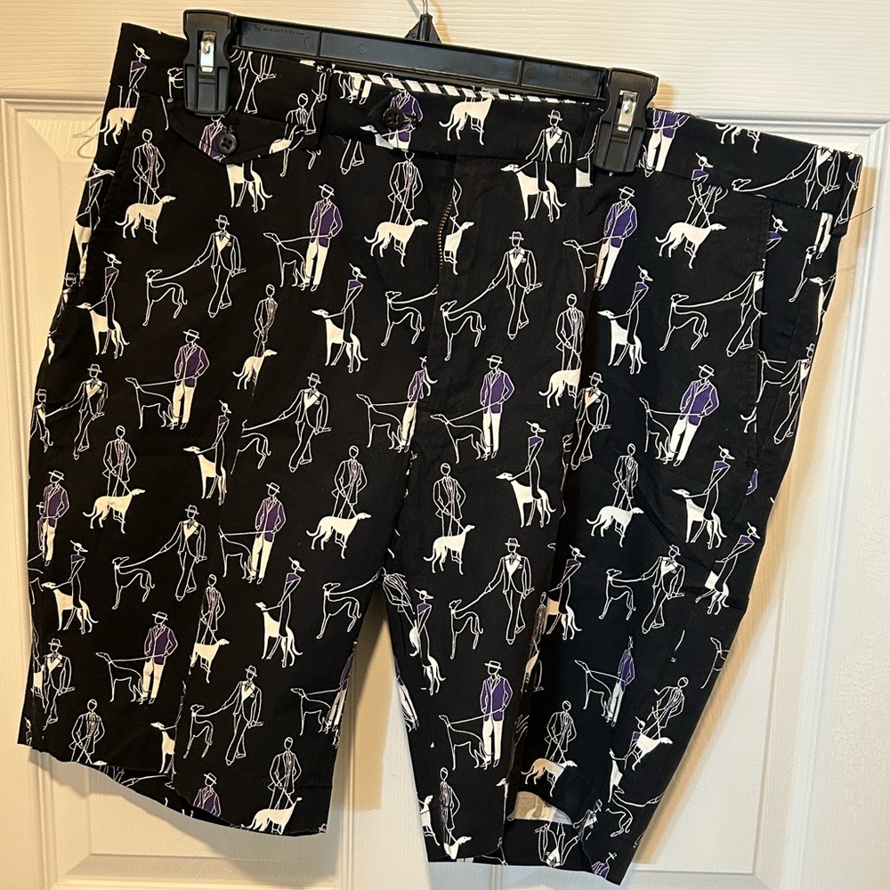 Polo Ralph Lauren Stylish Black Shorts with Dog and Man Print